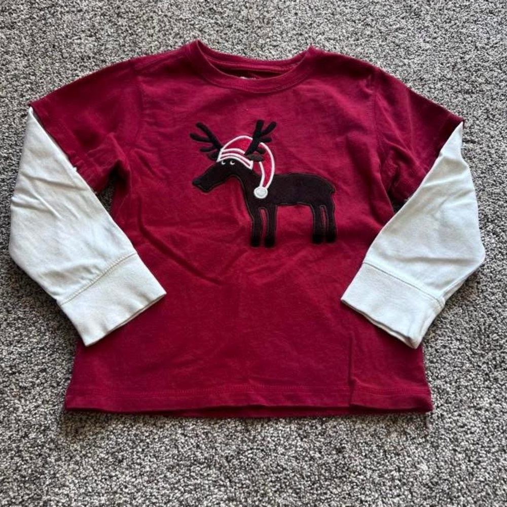 Gymboree Reindeer Red and White Long Sleeve Shirt